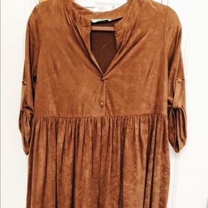 Suede Babydoll Dress